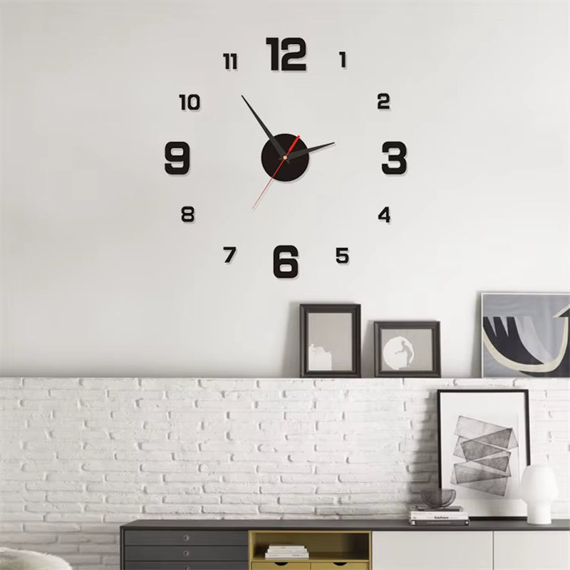 3D Frameless DIY Wall Clock with Mute Digital Display for Home and Office Decoration
