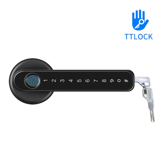 Ttlock APP Phone Remote Control Smart Biometrics Fingerprint Password Single Latch Lock with Key for Indoor Wooden Metal Door