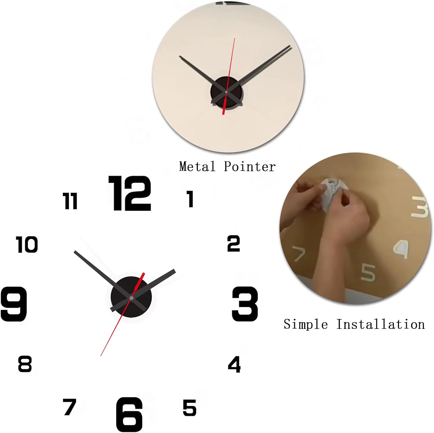 3D Frameless DIY Wall Clock with Mute Digital Display for Home and Office Decoration