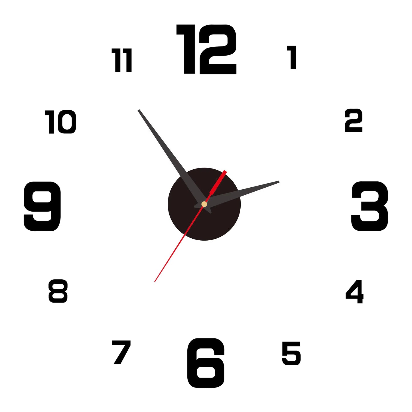 3D Frameless DIY Wall Clock with Mute Digital Display for Home and Office Decoration