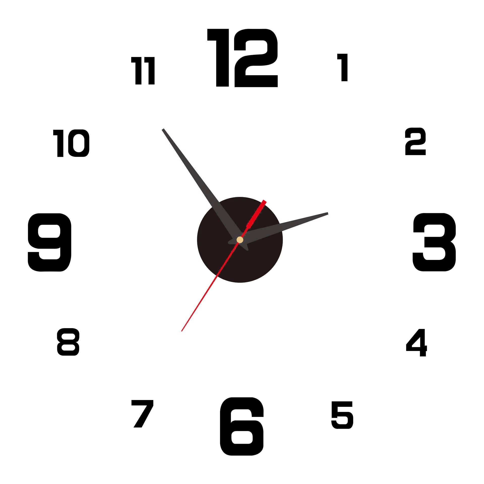 3D Frameless DIY Wall Clock with Mute Digital Display for Home and Office Decoration