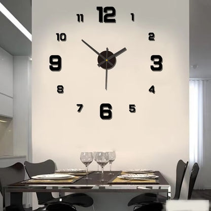 3D Frameless DIY Wall Clock with Mute Digital Display for Home and Office Decoration
