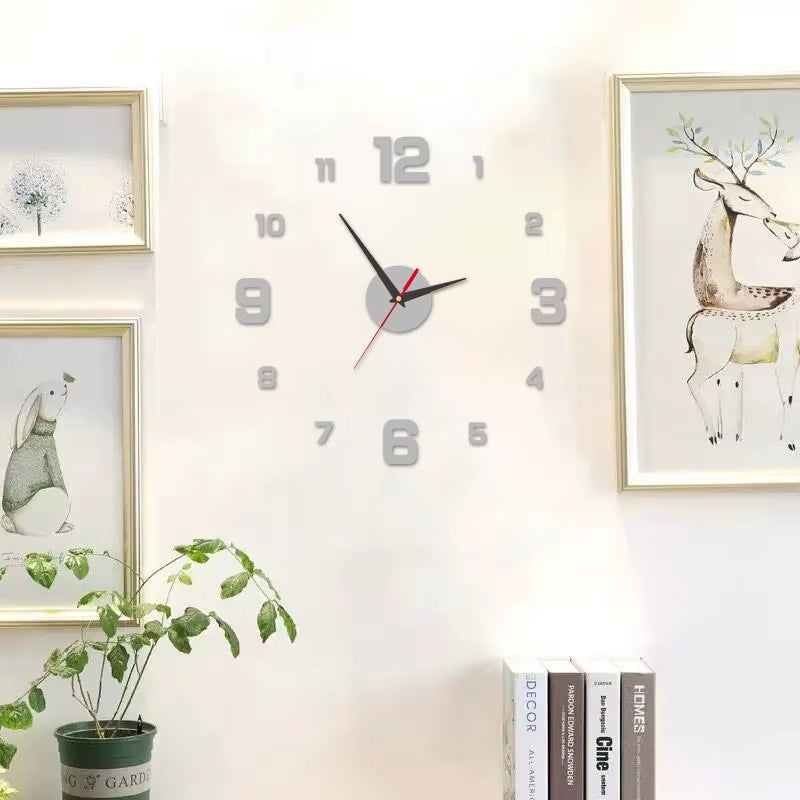 3D Frameless DIY Wall Clock with Mute Digital Display for Home and Office Decoration