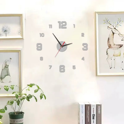 3D Frameless DIY Wall Clock with Mute Digital Display for Home and Office Decoration