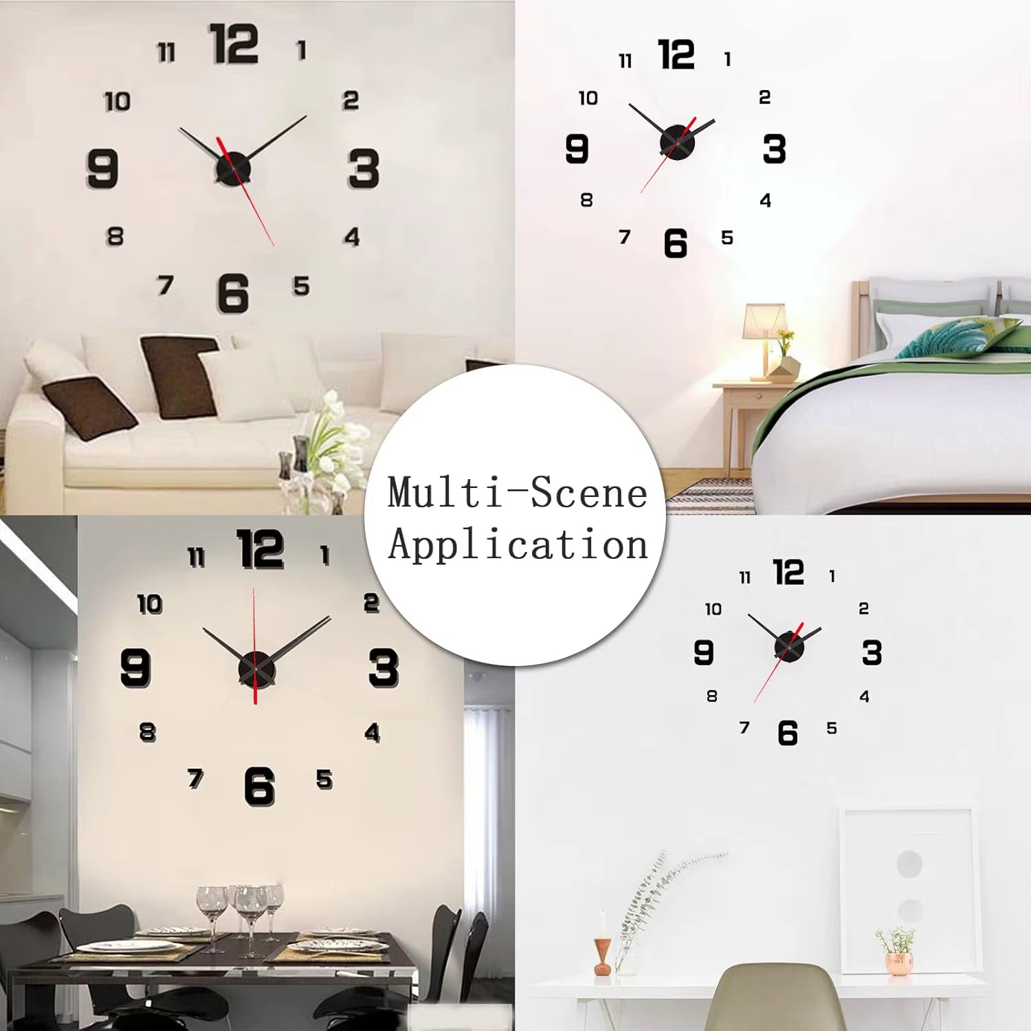 3D Frameless DIY Wall Clock with Mute Digital Display for Home and Office Decoration